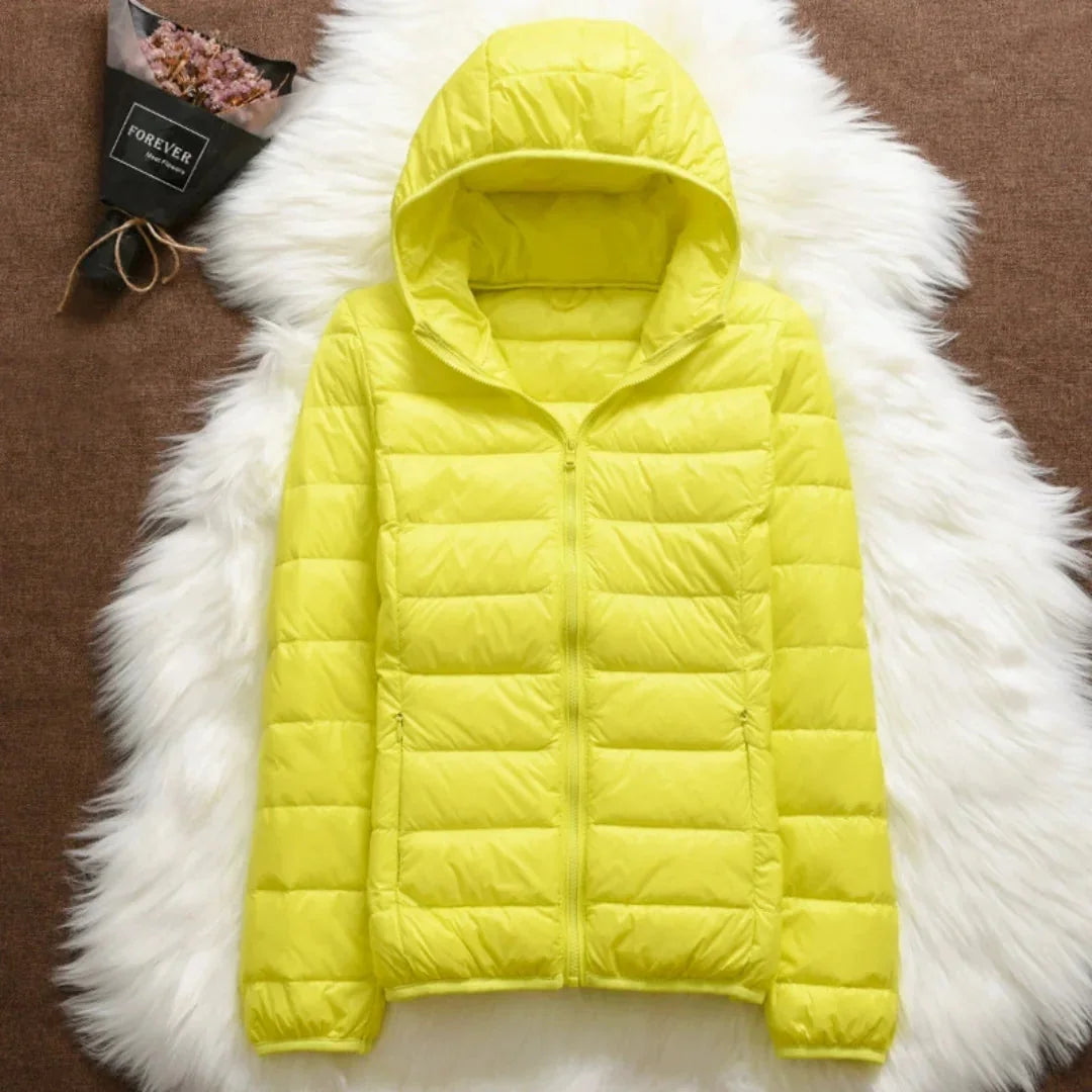 Bianca Lightweight Hooded Puffer Jacket in Yellow