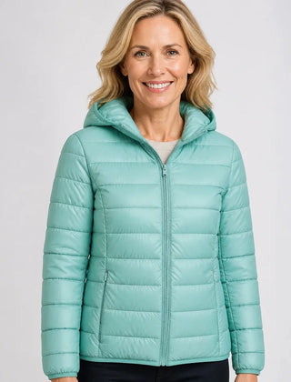 Bianca Lightweight Hooded Puffer Jacket in Mint Green