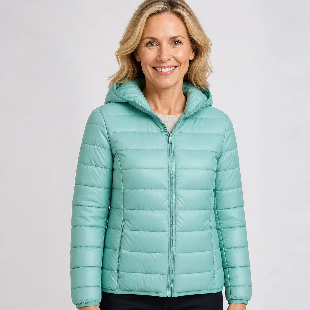 Bianca Lightweight Hooded Puffer Jacket in Mint Green