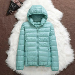 Bianca Lightweight Hooded Puffer Jacket in Mint Green