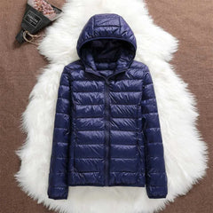 Bianca Lightweight Hooded Puffer Jacket in Navy