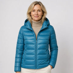 Bianca Lightweight Hooded Puffer Jacket in Sea Blue