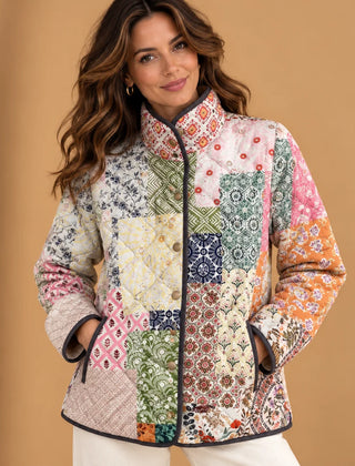 Bonnie Patchwork Print Quilted Jacket in Multicolour