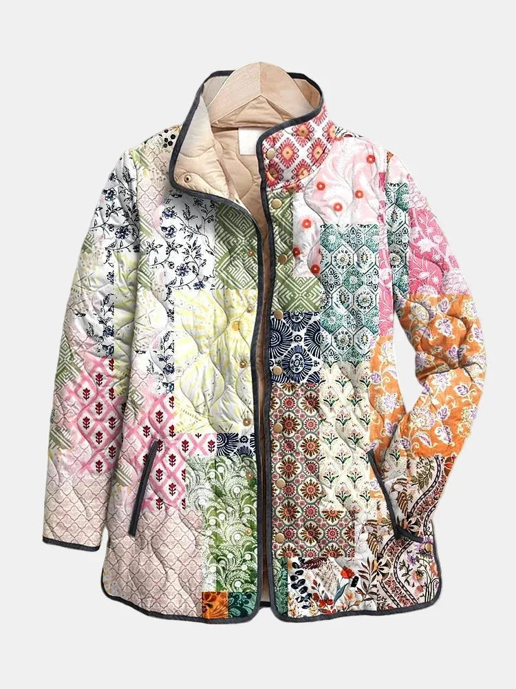 Bonnie Patchwork Print Quilted Jacket in Multicolour