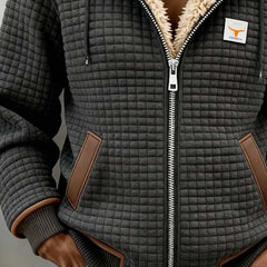 Brenda Sherpa-Lined Quilted Hooded Jacket in Charcoal Grey