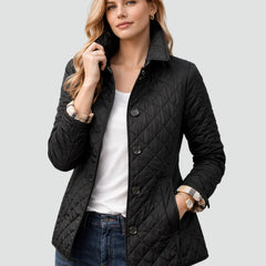 Bridget Diamond Quilted Button Jacket in Black