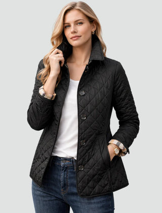 Bridget Diamond Quilted Button Jacket in Black
