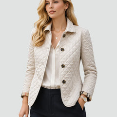 Bridget Diamond Quilted Button Jacket in White
