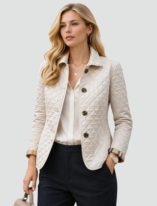 Bridget Diamond Quilted Button Jacket in White