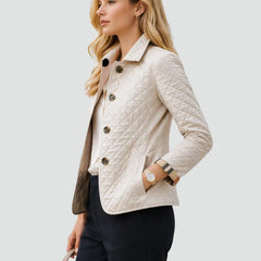Bridget Diamond Quilted Button Jacket in White