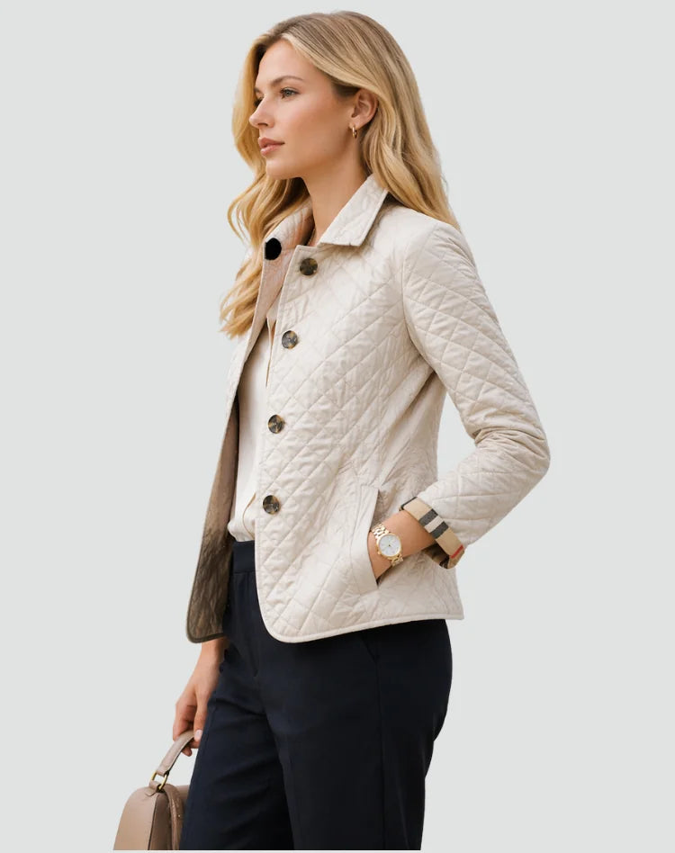 Bridget Diamond Quilted Button Jacket in White