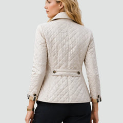 Bridget Diamond Quilted Button Jacket in White