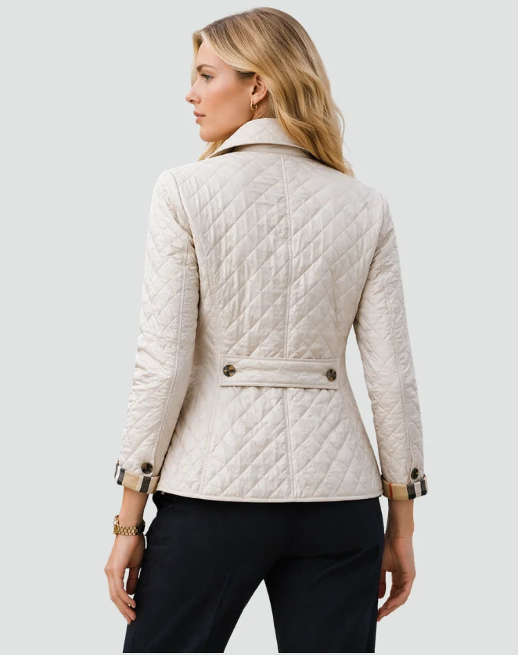 Bridget Diamond Quilted Button Jacket in White
