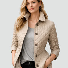 Bridget Diamond Quilted Button Jacket in Khaki