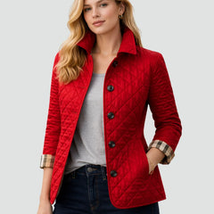 Bridget Diamond Quilted Button Jacket in Red