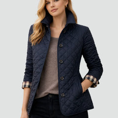 Bridget Diamond Quilted Button Jacket in Navy