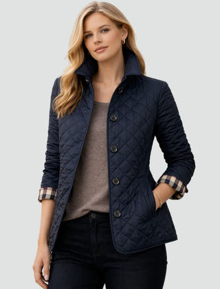 Bridget Diamond Quilted Button Jacket in Navy