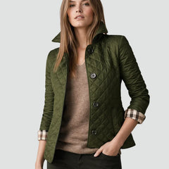 Bridget Diamond Quilted Button Jacket in Green