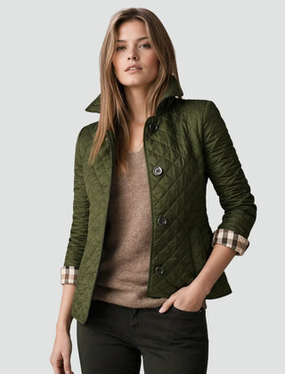 Bridget Diamond Quilted Button Jacket in Green