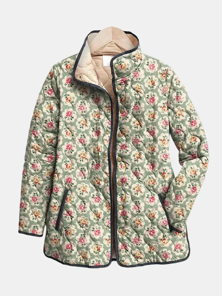 Brooke Sage Floral Quilted Jacket in Sage Floral
