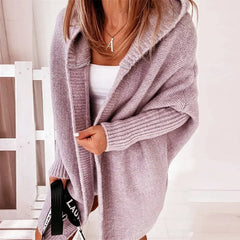 Carrie Oversized Hooded Long Cardigan in Lilac