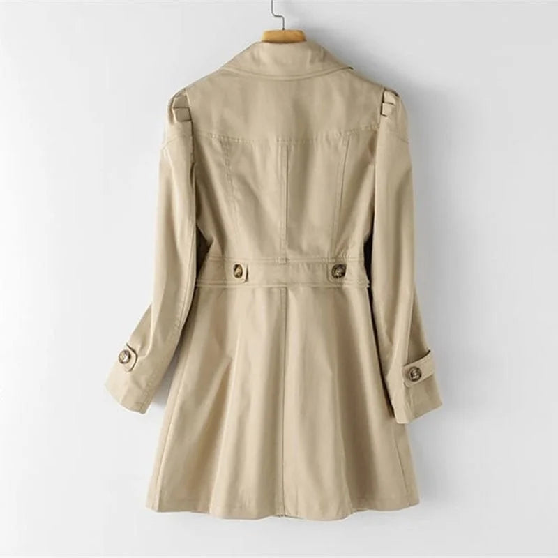 Charlene Single-Breasted Belted Back Trench Coat in Khaki