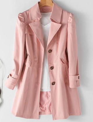 Charlene Single-Breasted Belted Back Trench Coat in Blush Pink