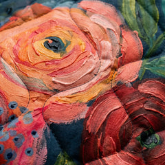 Charlotte Painted Rose Quilted Jacket in Navy Floral