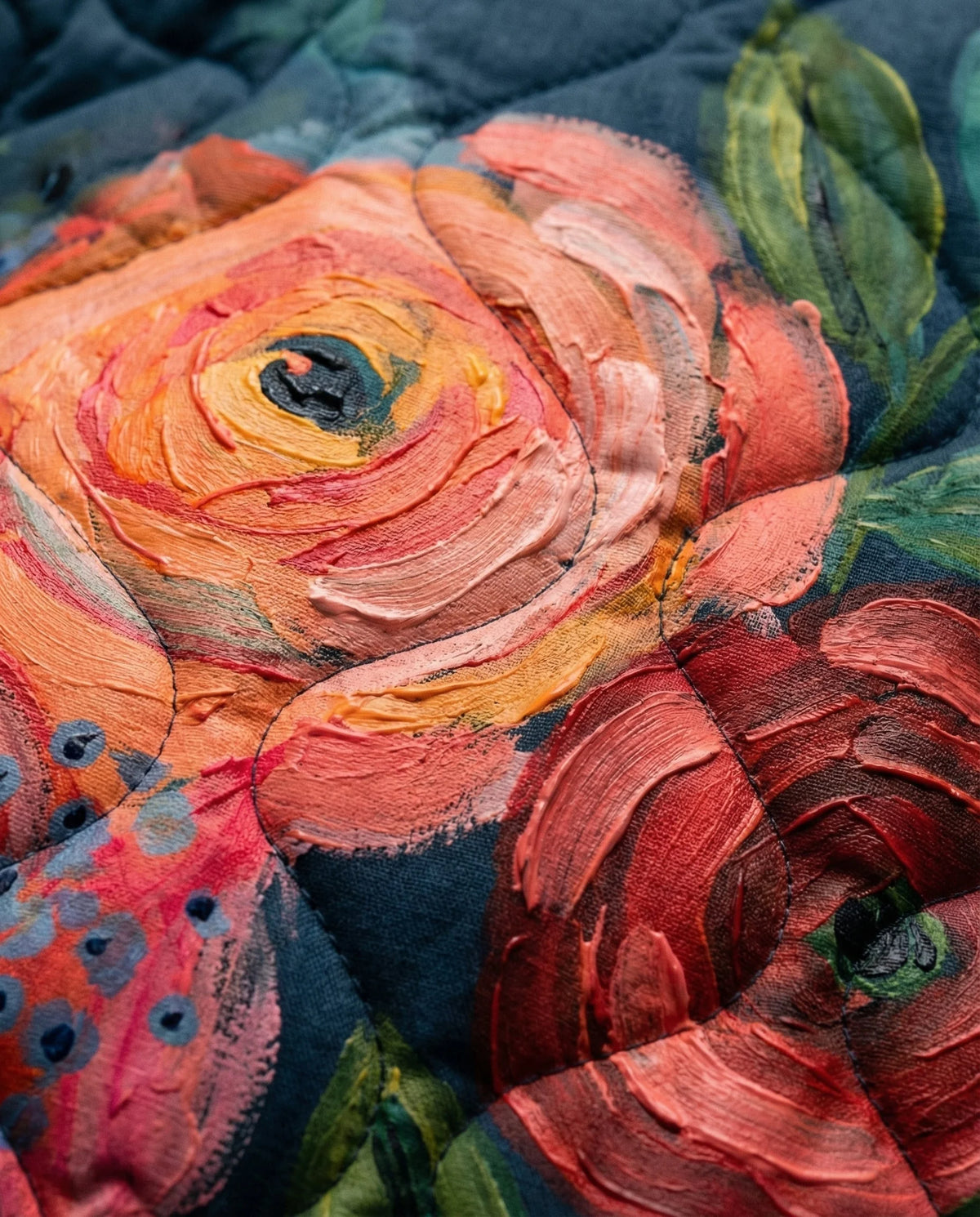 Charlotte Painted Rose Quilted Jacket in Navy Floral