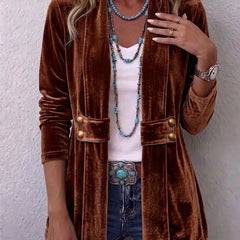 Colleen Plush Open-Front Jacket in Dark Brown