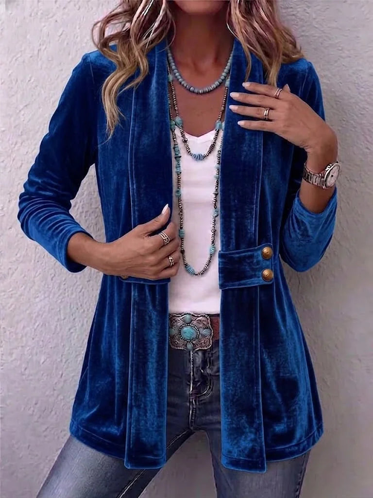 Colleen Plush Open-Front Jacket in Royal Blue