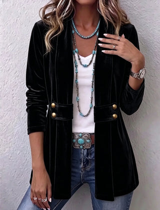Colleen Plush Open-Front Jacket in Black