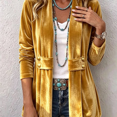 Colleen Plush Open-Front Jacket in Gold