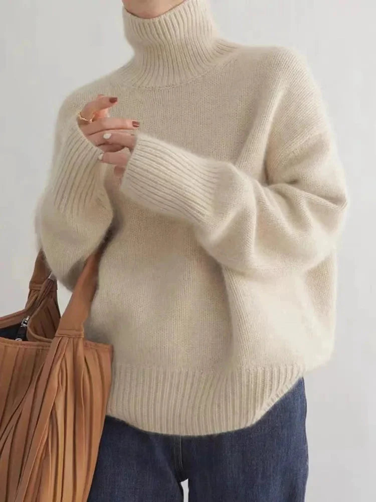 Daphne Brushed Turtleneck Sweater in Cream