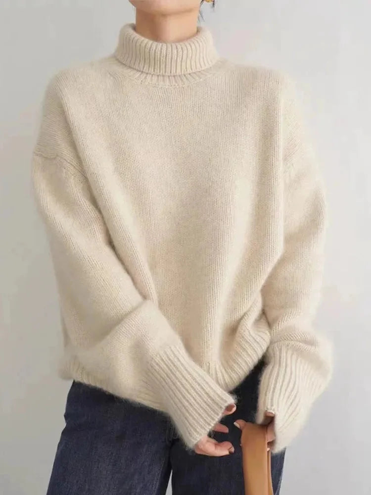 Daphne Brushed Turtleneck Sweater in Cream