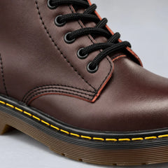 Darlene Classic Lace-Up Ankle Boots in Chocolate Brown