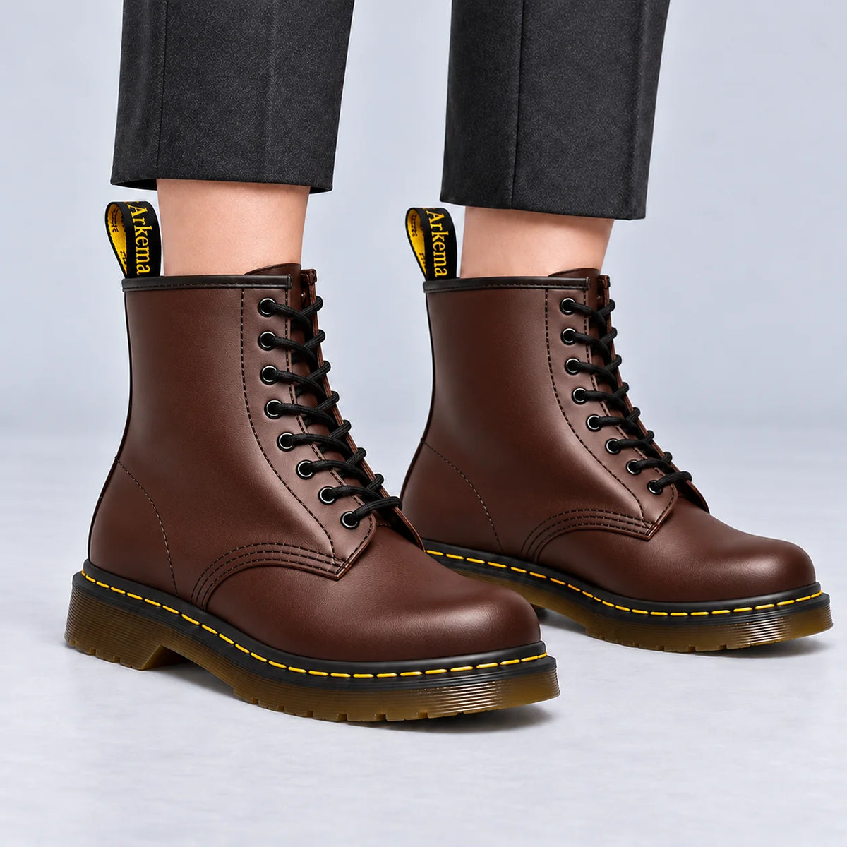 Darlene Classic Lace-Up Ankle Boots in Chocolate Brown