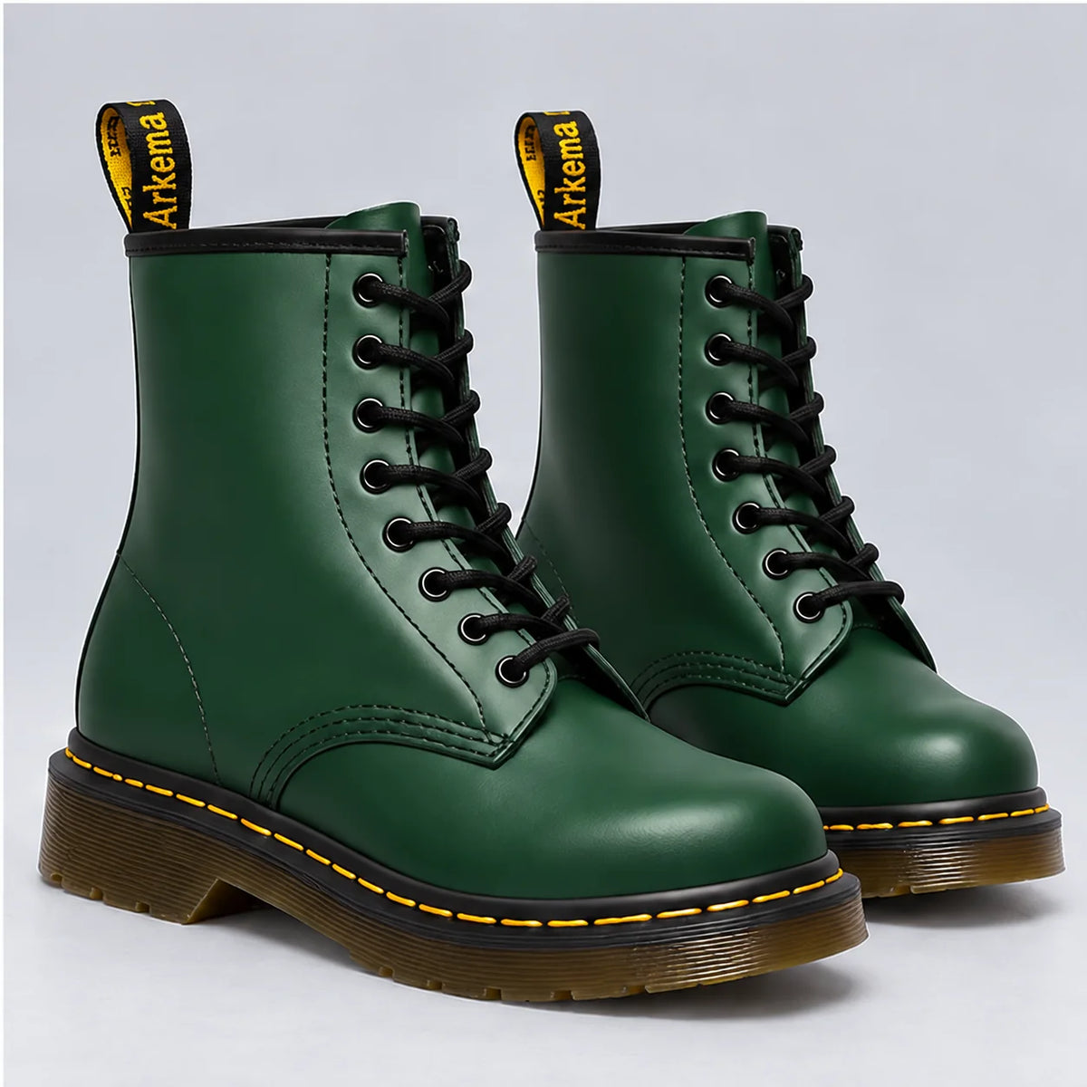 Darlene Classic Lace-Up Ankle Boots in Forest Green
