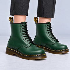 Darlene Classic Lace-Up Ankle Boots in Forest Green