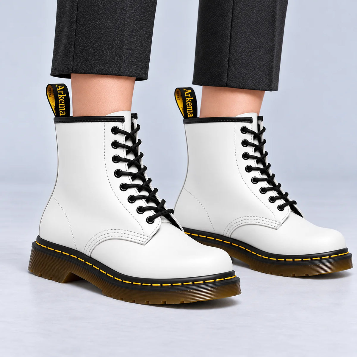 Darlene Classic Lace-Up Ankle Boots in White