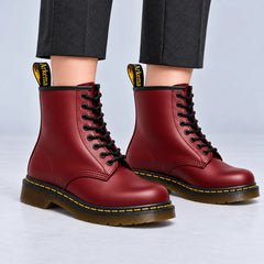 Darlene Classic Lace-Up Ankle Boots in Burgundy