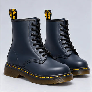 Darlene Classic Lace-Up Ankle Boots in Navy