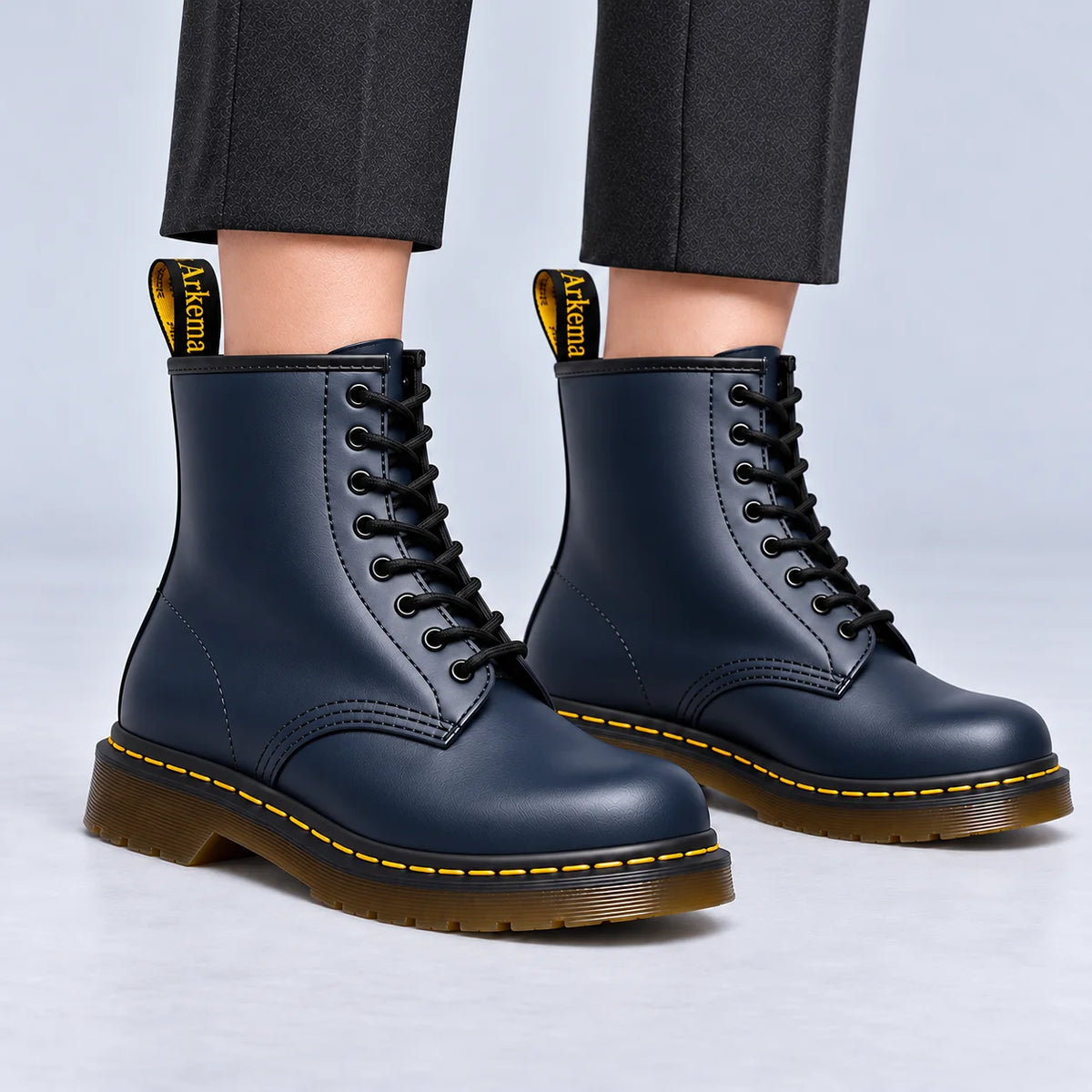 Darlene Classic Lace-Up Ankle Boots in Navy