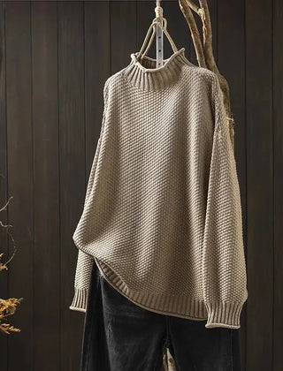 Debra Textured Mock Neck Sweater in Khaki