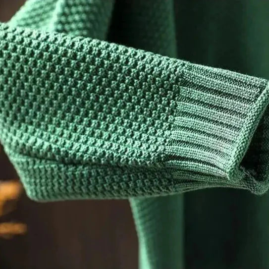 Debra Textured Mock Neck Sweater in Forest Green