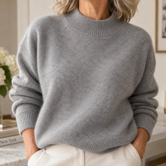 Denise Soft Mock Neck Sweater in Grey