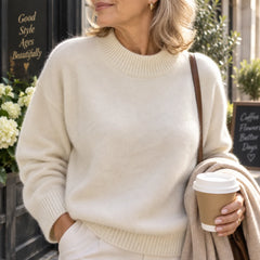 Denise Soft Mock Neck Sweater in Cream