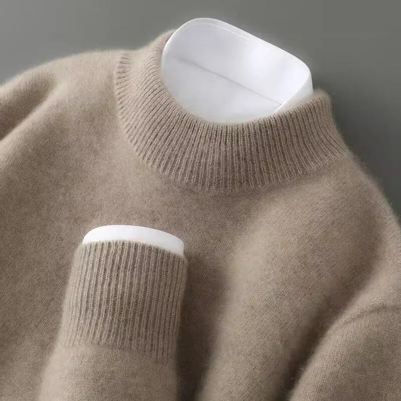 Denise Soft Mock Neck Sweater in Taupe