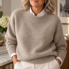 Denise Soft Mock Neck Sweater in Taupe