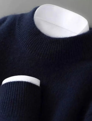 Denise Soft Mock Neck Sweater in Navy